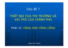 Thất bại của thị trường và vai trò của chính phủ: Hàng hóa công cộng