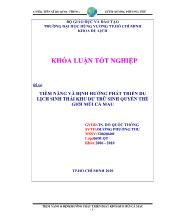 Khóa luận Tiềm năng và định hướng phát triển du lịch sinh thái khu dự trữ sinh quyền thế giới mũi Cà Mau