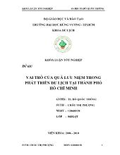 Khóa luận Vai trò của quà lưu niệm trong phát triển du lịch tại thành phố Hồ Chí Minh