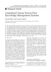 Centralized versus peer-To-peer knowledge management systems