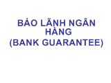 Bài giảng Bảo lãnh ngân hàng (Bank guarantee)