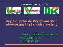 Đề tài Xây dựng hệ thống kinh doanh nhượng quyền( franchise)