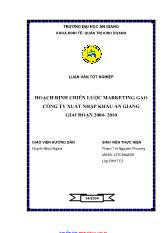 Luận văn Hoạch định chiến lược marketing gạo công ty xuất nhập khẩu An Giang giai đoạn 2004- 2010