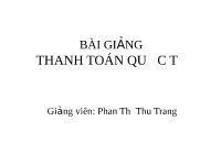 Bài giảng Thanh toán quốc tế - Phan Thị Thu Trang