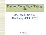 Bài giảng Cơ sở dữ liệu - Bài 1: Các khái niệm của một hệ cơ sở dữ liệu