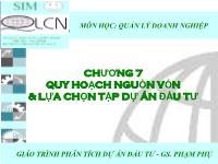 Bài giảng Quy hoạch nguồn vốn và lựa chọn tập dự án đầu tư
