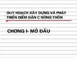 Bài giảng Quy hoạch và phát triển điểm dân C nông thôn