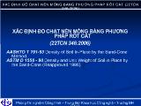Xác định độ chặt nền móng bằng phương pháp rót cát