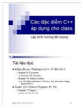 Bài giảng Các đặc điểm C++ áp dụng cho class