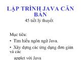 Bài giảng Lập trình java căn bản