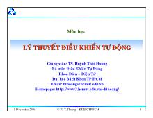 Bài giảng Lý thuyết điều khiển tự động chương 7: Phân tích và thiết kế hệ thống điều khiển rời rạc