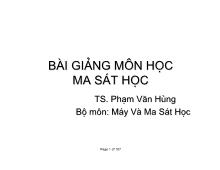 Bài giảng môn học ma sát học