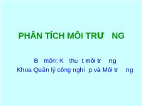 Bài giảng môn Kỹ thuật môi trường: Phân tích môi trường