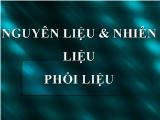 Bài giảng Nguyên liệu và nhiên liệu phối liệu