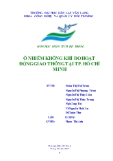 Bài giảng Ô nhiễm không khí do hoạt động giao thông tại thành phố Hồ Chí Minh