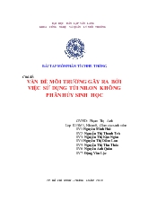 Đề tài Vấn đề môi trường gây ra bởi việc sử dụng túi nilon không phân hủy sinh học