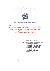 Đề tài Vấn đề môi trường gây ra bởi việc sử dụng túi nilon không phân hủy sinh học