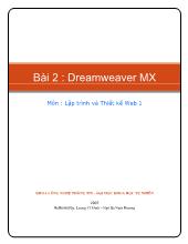 Lập trình và thiết kế Web 1 - Bài 2: Dreamweaver MX