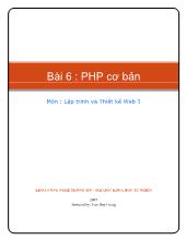 Lập trình và thiết kế Web 1 - Bài 6: PHP cơ bản
