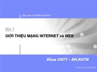 Thiết kế và lập trình Web 1 - Bài 1: Giới thiệu mạng Internet và Web