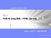 Thiết kế và lập trình Web 1 - Bài 3: Thiết kế trang Web - HTML căn bản