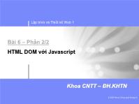 Thiết kế và lập trình Web 1 - Bài 6: HTML DOM với Javascript