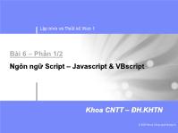 Thiết kế và lập trình Web 1 - Bài 6: Ngôn ngữ Script - Javascript và VBscript