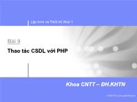 Thiết kế và lập trình Web 1 - Bài 9: Thao tác CSDL với PHP