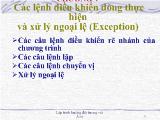 Bài giảng Các lệnh điều khiển dòng thực hiện và xử lý ngoại lệ