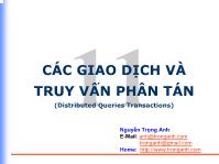 Bài giảng Các giao dịch và truy vấn phân tán
