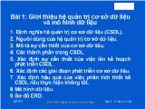 Bài giảng Giới thiệu hệ quản trị cơ sở dữ liệu và mô hình dữ liệu