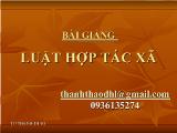 Bài giảng Luật hợp tác xã