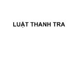 Bài giảng Luật thanh tra