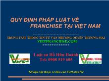 Tài liệu Quy định pháp luật về Franchise tại Việt Nam