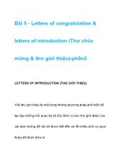 Letters of congratulation & letters of introduction (Thư chúc mừng & thư giới thiệu)-Phần2