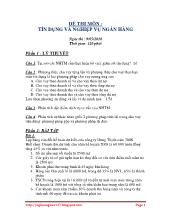 Đề thi môn Tín dụng và nghiệp vụ ngân hàng
