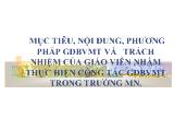 Mục tiêu, nội dung, phương pháp giáo dục bảo vệ môi trường và trách nhiệm của giáo viên nhằm thực hiện công tác giáo dục bảo vệ môi trường trong trường mầm non