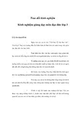 Trao đổi kinh nghiệm - Kinh nghiệm giảng dạy môn đạo đức lớp 3