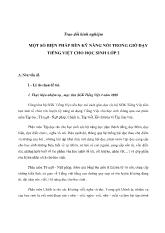 Trao đổi kinh nghiệm - Một số biện pháp rèn kỹ năng nói trong giờ dạy tiếng Việt cho học sinh Lớp 2