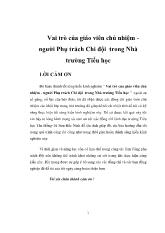 Vai trò của giáo viên chủ nhiệm, người phụ trách Chi đội trong nhà trường Tiểu học