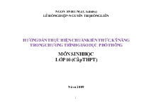 Hướng dẫn thực hiện chuẩn kiến thức, kỹ năng trong chương trình giáo dục phổ thông môn sinh học lớp 10 (cấp THPT)