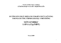 Hướng dẫn thực hiện chuẩn kiến thức, kỹ năng trong chương trình giáo dục phổ thông môn sinh học lớp 11 (cấp THPT)