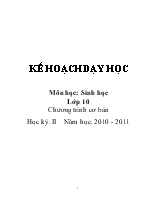 Kế hoạch dạy học môn học: sinh học lớp 10