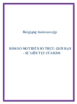 Bài giảng toán cao cấp Hàm số một biến số thực- Giới hạn - Sự liên tục của hàm