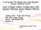 Các công thức toán học sử dụng trong quá trình trích ly