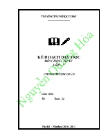 Kế hoạch dạy học môn học: toán lớp : 7 chương trình cơ bản