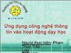 Ứng dụng công nghệ thông tin vào hoạt động dạy học