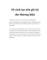 10 cách tạo nên giá trị cho thương hiệu