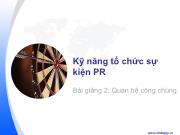 Bài giảng Kỹ năng tổ chức sự kiện PR - Quan hệ công chúng