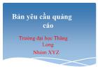 Đề tài Bản yêu cầu quảng cáo - Trường đại học Thăng Long
